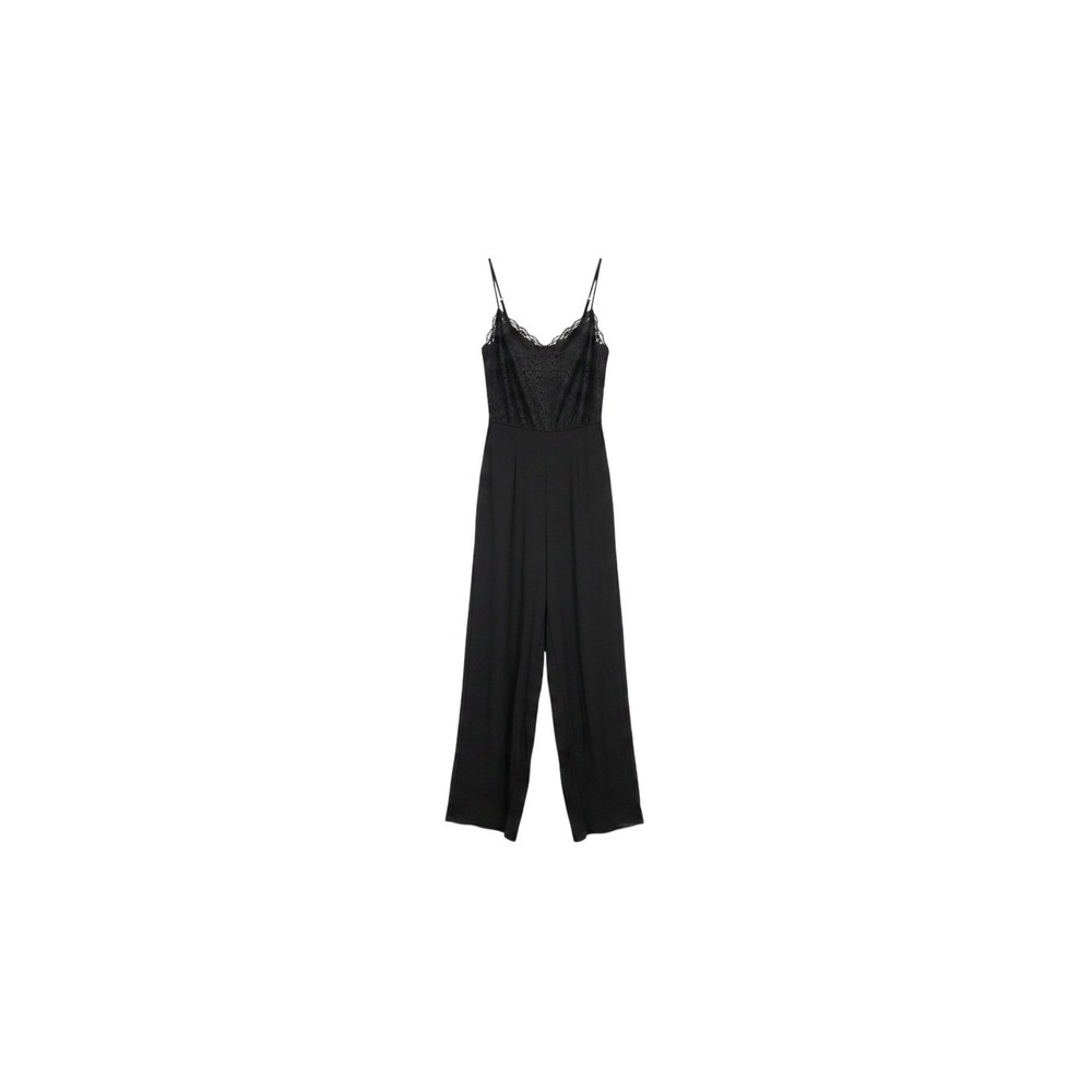 rue21 Jumpsuit Womens Large Black NEW Lace V-Neck Wide Leg JSK4033